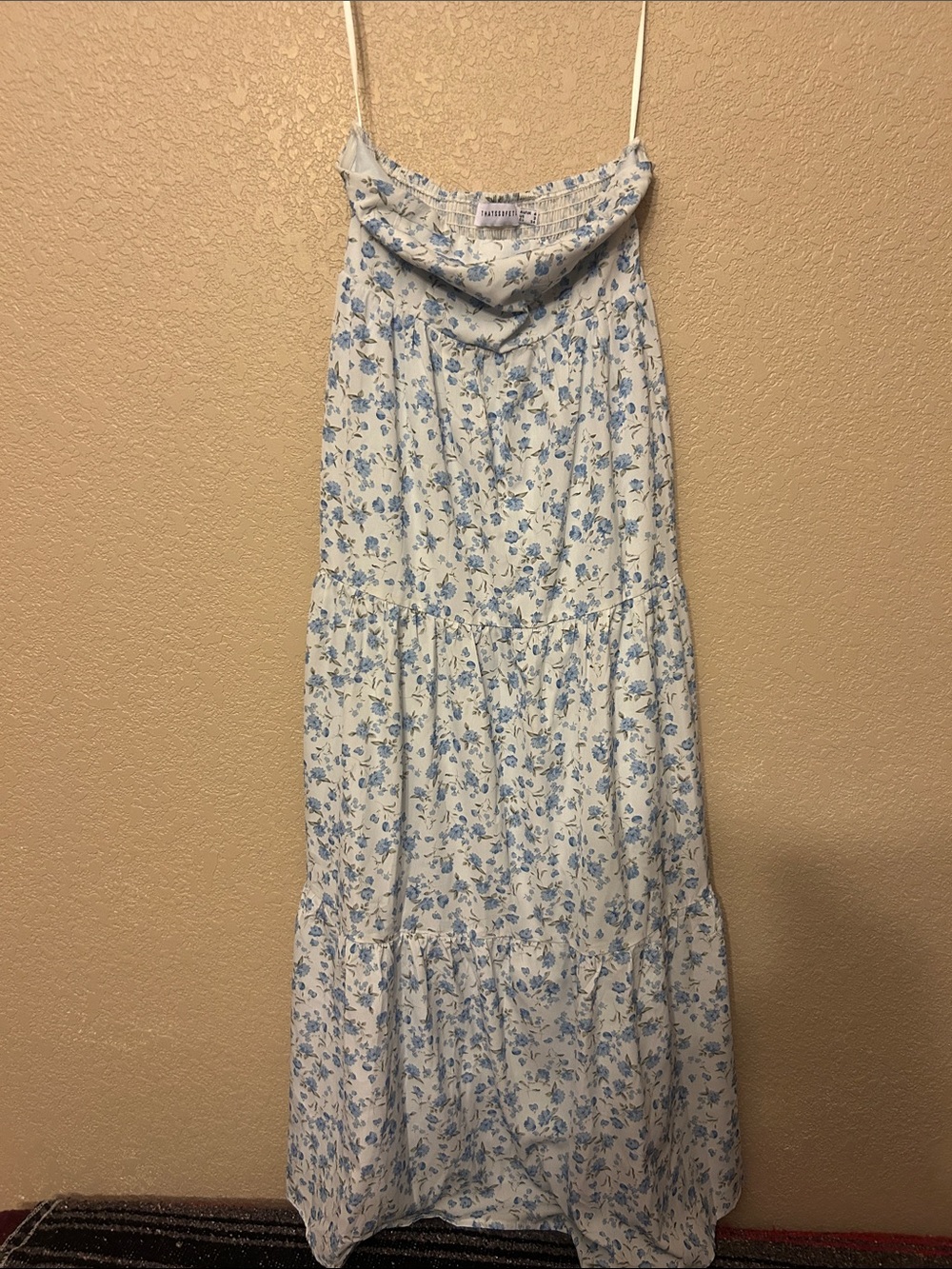 Strapless Blue Floral Maxi Dress - Lightweight Summer Dress